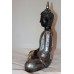 Zittende Thai Boeddha zwart/zilver 40 cm.